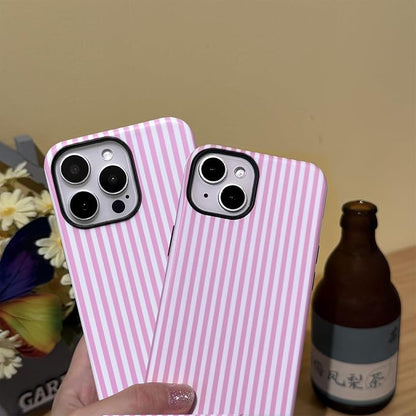 for iPhone 15 Case Striped Cute Aesthetics Phone Case Trendy Protective Shockproof Cover for iPhone 15 Pink White