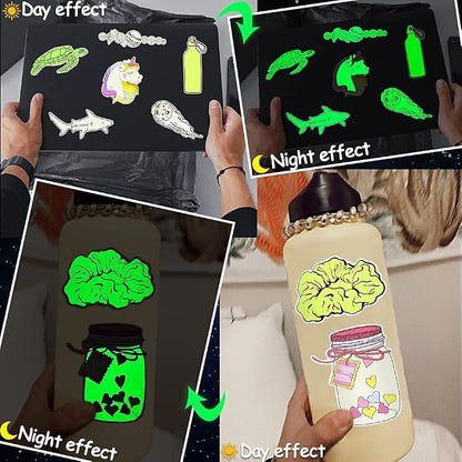 QTL Glow in The Dark Wall Stickers for Kids Glowing Party Supplies Waterproof Vinyl Stickers for Water Bottle Laptop 20Pcs