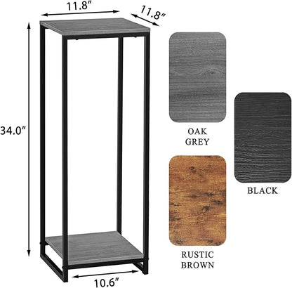 34" Tall Plant Stand Indoor, 2-Tier Modern Plant Shelf, Corner Flower Pot Holder Organizer for Living Room Balcony Patio Garden (Oak Grey)