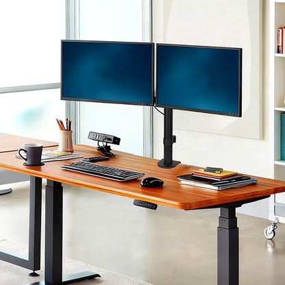 Black Dual Monitor Arm Mount for 13-27 Inch Screens | Ultrawide Screens Up to 34 inch Fully Adjustable Stand with C-Clamp/Grommet Base Max VESA 100x100 Each Screen Capacity 22lbs