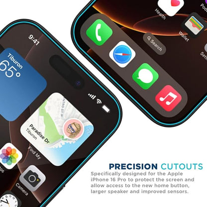Tech Armor for Apple iPhone 16 Pro Screen Protector Glass 6.3 inch - Ballistic Tempered, Case Friendly, Easy Install, Sensor Protection, HD, 9H Hardness, 3 Pack + Bonus Camera Lens Protector