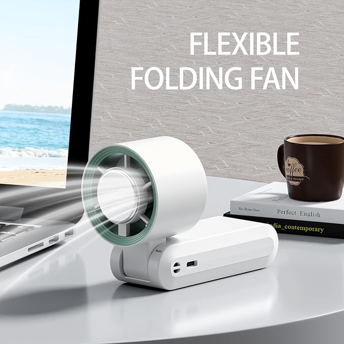 Handheld Fan, Portable Handheld Fan with Ice Function, mini personal fan, Turbo Powerful Rechargeable Fans,1-199 Speed, Foldable, for Women Men Outdoor Indoor travel essentials(White)