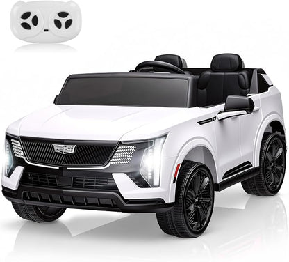 Firstness 2 Seater Ride on Car for Kids 24V Licensed Cadillac Escalade IQ Powered Wheels with Remote Control 400W Electric Ride on Toy with 3 Speed Light Music 7AH Battery Car for Kids Ages 3-8, White