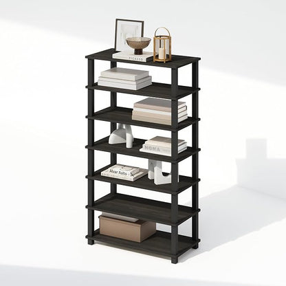 Furinno Turn-N-Tube Storage Shelves Set of 2, 4-Tier Stackable Standing Shelf, Open Corner Shelf, for Organization and Storage, Living Room, Garage, Home Office, Espresso
