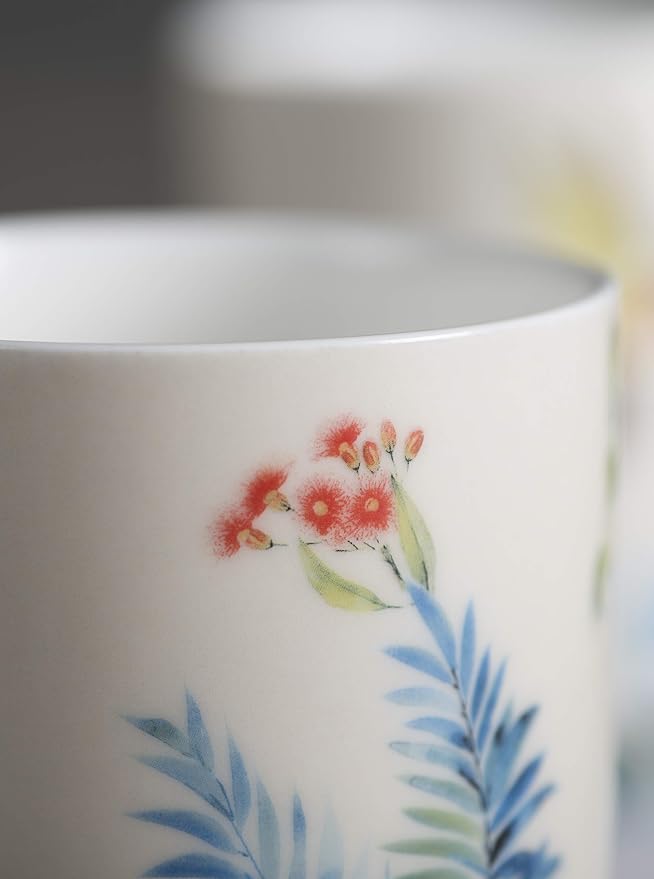 Maison d' Hermine Coffee Mug with Handles Tea Cups (12 Ounce, Pack of 2) | Fine Bone China Coffee Mugs for Hot Beverages Cappuccino Latte Home Restaurant Hotel Spring Summer -Tropiques