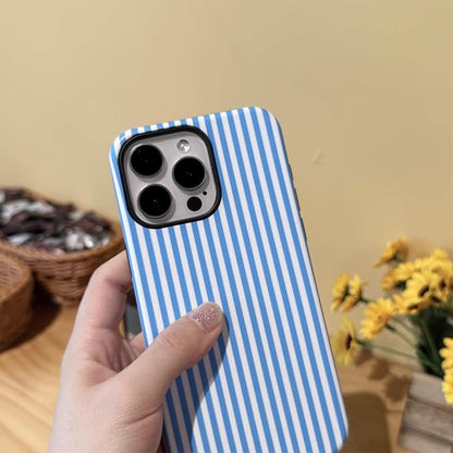 for iPhone 16 Pro Max Case Striped Cute Aesthetics Phone Case Trendy Protective Shockproof Cover for iPhone 16 Pro Max Blue White