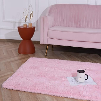 Softlife Ultra Soft Fluffy Area Rugs for Bedroom, Girls and Boys Room Kids Room Nursery Rug, 3 x 5 Feet Shaggy Fur Indoor Plush Modern Floor Carpet for Living Room Christmas Decor, Pink
