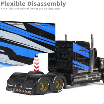 Alloy Metal Diecast Tow Traktor Toy 1:64 Scale International Lonestar Heavy Truck Model Semi Trailer Head Toy Gift Classic Truck Model Collection for Kid Boy Men Adult (Black)
