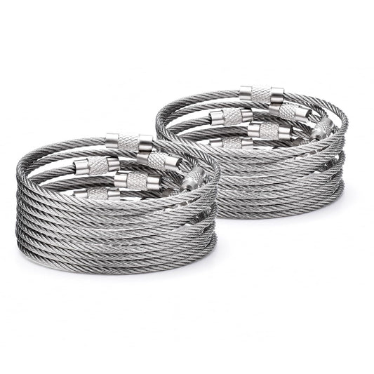 100 Pack Wire Key Ring Large Cable Key Chain Rings 6 Metal Keychain Keyring Loop Bulk for Outdoor Luggage Tags(THICK: 2MM)