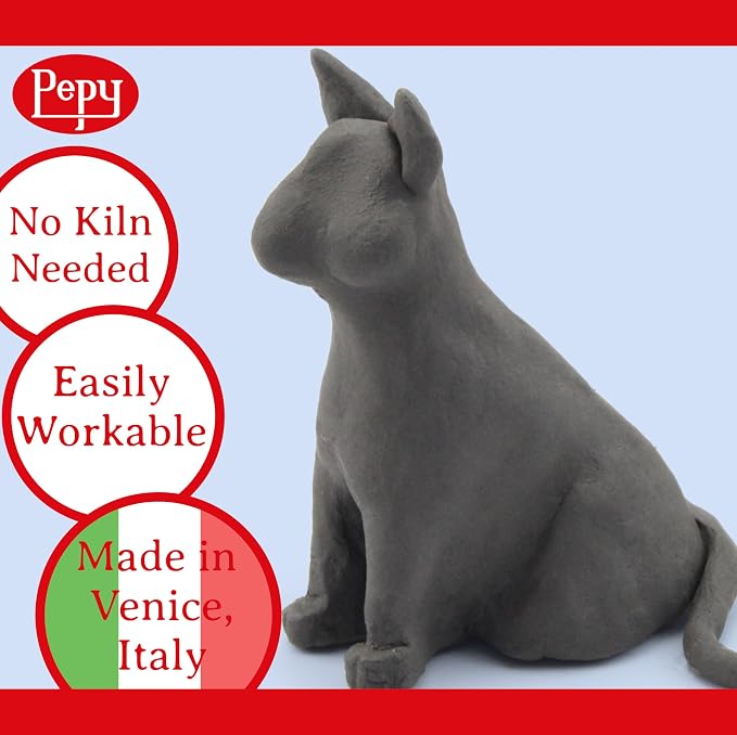 Pepy Premium European Air Dry Modeling Clay Black 3 Pack 1.1 lb Bars, 3.3 lbs Total, Easy to Use Air-Hardening Clay for Classroom and Montessori Sculpting and Crafts Projects