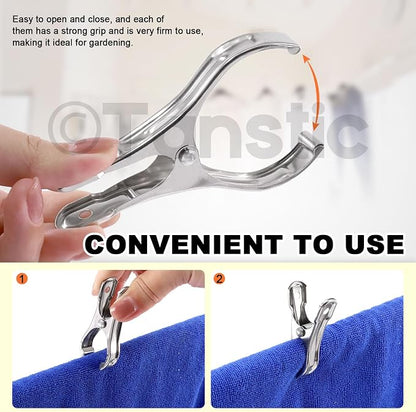 Tanstic 40Pcs 3.5 Inch Stainless Steel Greenhouse Clamps Garden Clips Greenhouse Clips Heavy Duty Garden Clips with Strong Grip and Large Open Mouth for Netting Holding