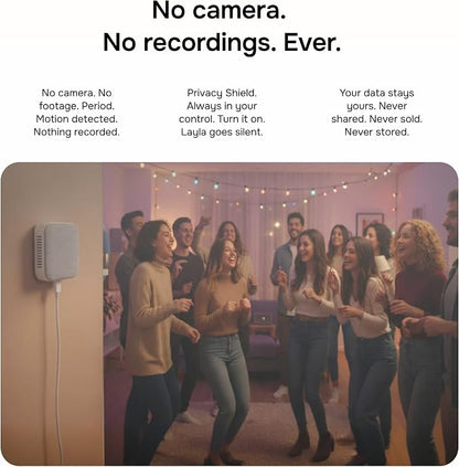 Layla Noise & Security Monitoring Device for Airbnb, Rental, Office & Home | Noise, Humidity & Occupancy Sensor, Intruder Detection, Guest Counting | Radar-Based Motion Detection | Privacy-Safe