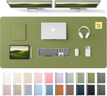 YSAGi Leather Desk Pad Protector, Office Desk Mat, Large Mouse Pad, Non-Slip PU Leather Desk Blotter, Laptop Desk Pad, Waterproof Desk Writing Pad for Office and Home (Green,55" x 24")