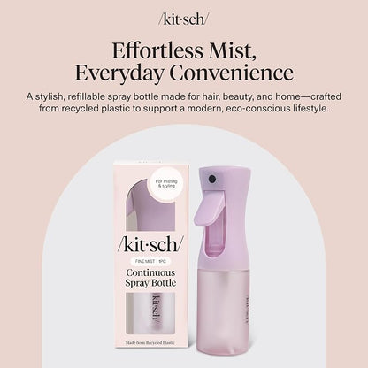 Kitsch Continuous Spray Bottle for Hair – Sheer Violet, 150ml | Fine Mister Spray Bottle & Water Spray Bottle – Recycled Hair Spray Bottle – Spray Bottles for Cleaning, Styling, & More