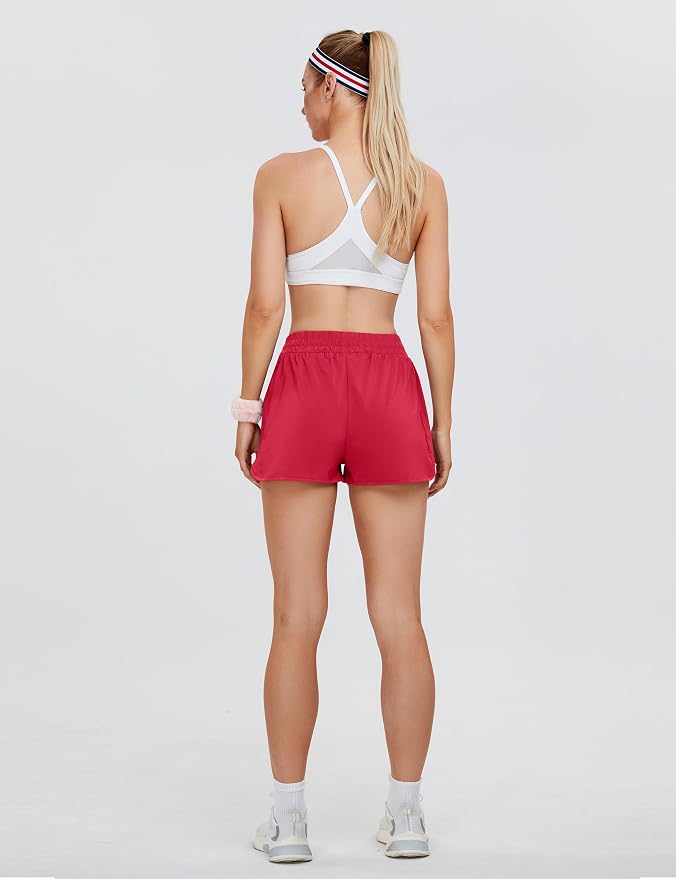 Blooming Jelly Women's Quick-Dry Running Shorts Workout Sport Layer Active Shorts with Pockets 1.75"