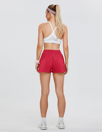 Blooming Jelly Women's Quick-Dry Running Shorts Workout Sport Layer Active Shorts with Pockets 1.75"