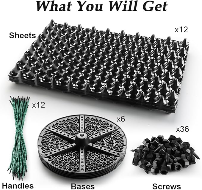 Air Pruning Planters 5 Gallon 6-Pack, Sturdy Plastic Roots Control Planter Container for Fruit Vegetable Garden Orchard, Size 12"x12",Black