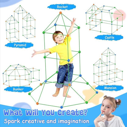 Fort Building Kit for Kids, 155 Pcs Construction STEM Toys Indoor Outdoor for 3 4 5 6 7 8+Years Old Boys and Girls Ultimate, Forts Builder Gift Build DIY Educational Learning Toy for Indoor Outdoor