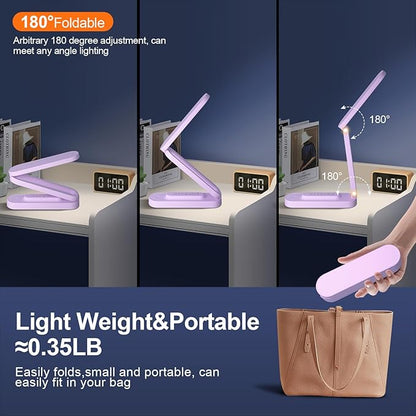 LED Desk Lamp for Office Home & Battery Operated Lamp Rechargeable Lamp Foldable & Portable Light, LED Desk Light Strip, 3 Brightness Dimmable Small Desk Lamp Wireless Reading Lamp