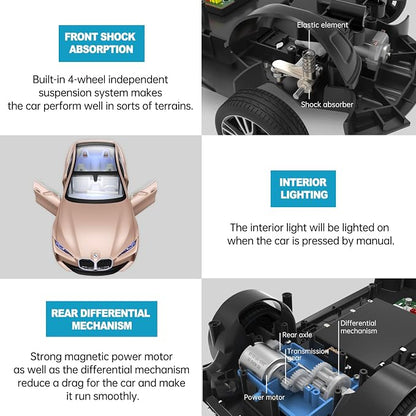 RASTAR BMW i4 Remote Control Car, 1/14 BMW i4 Concept RC Toy Car Golden BMW Model Car Diecast for Kids Boys Adults