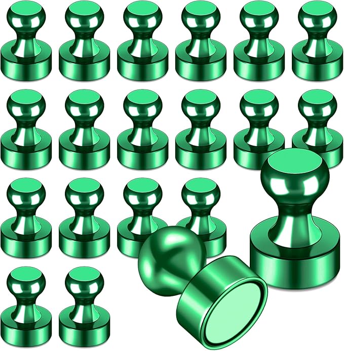 LOVIMAG Fridge Magnets 20Pcs, Magnet for Refrigerator Whiteboard, Green | Small Strong Neodymium Metal Cute Push Pin for Classroom, Kitchen, Accessories Decorative, Office, Calendar