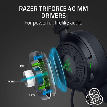 Razer Kraken Kitty V3 X Wired Gaming Headset, Kitty Ears, Black | HyperClear Cardioid Mic, 40 mm Drivers, 7.1 Surround Sound, Comfy Ear Cushions, Cross-Platform via 3.5mm PC, PS5, Xbox