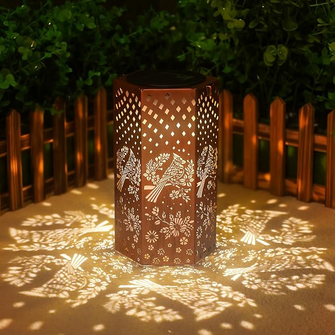 Mothers Day Gifts for Mom Grandma - Birthday Gifts for Women, Cardinal Bird Solar Lanterns Outdoor Waterproof - Solar Lights Outdoor Hanging Garden Decor for Outside