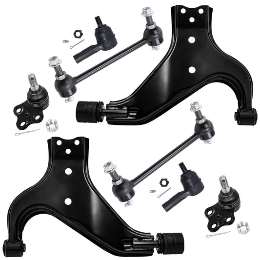 Detroit Axle - 8pc Front End Kit for 96-04 Nissan Pathfinder, 97-03 Infiniti QX4, Lower Control Arms Outer Tie Rod Ends Sway Bar