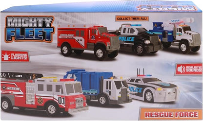 Mighty Fleet Rescue Force 12" Tough Cab Cherry Picker Toy Truck - Realistic Lights & Sounds, Movable Cherry Picker Arm, Free Wheeling Play, Ages 3+