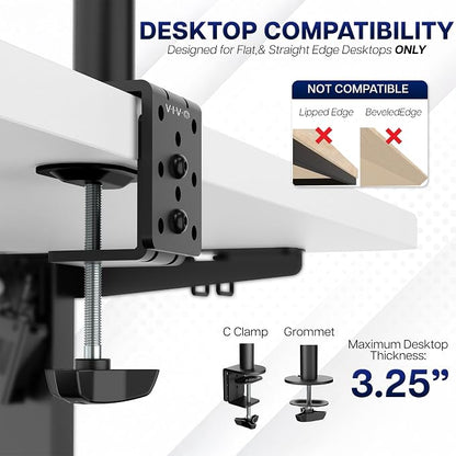 VIVO Dual Monitor Desk Mount, Heavy Duty Fully Adjustable Stand, Fits 2 LCD LED Screens up to 32 inches and 22 lbs Each, Black, STAND-V032