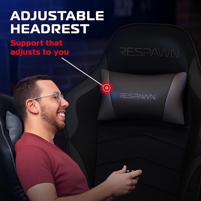 Respawn 900 Gaming Recliner Chair with Footrest, Cup Holder and Swivel | Ergonomic gaming recliner with footrest, cup holder, lumbar support, 135° recline & 360° swivel for console gaming
