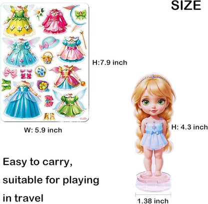 Magnetic Dress up Dolls - Girls Fun Mix and Match Play Magnetic Paper Dolls with 4 Themed Magnetic Costume Stickers for Creating Imaginative Birthday Gifts