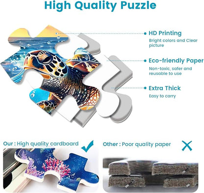 2 Pack Puzzles for Adults 1000 Pieces-Sea Turtle & Dolphins Difficult Jigsaw Puzzles for Adults,Hard Jigsaw Puzzle Decorations DIY Leisure Game Toy Suitable Family Friends(27.5x20 inches)