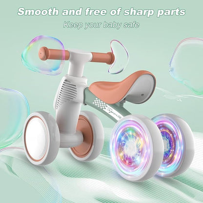 Colorful Lighting Baby Balance Bike Toys for 1 Year Old Boy Girl Gifts, 10-36 Month Toddler Balance Bike, No Pedal 4 Silence Wheels & Soft Seat First Bike, One Year Old Boy Girl Birthday Gifts.