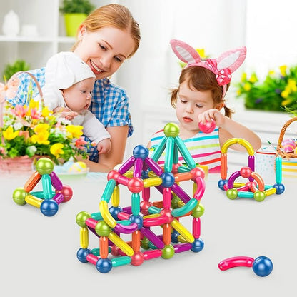 Ferthor Fun Magnetic Balls and Rods Set Building Blocks Magnets for Kids,Learning & Education Toys,Magnetic Sticks Blocks,Montessori Toys for Toddlers,Boys&Girls Gifts (64pcs)
