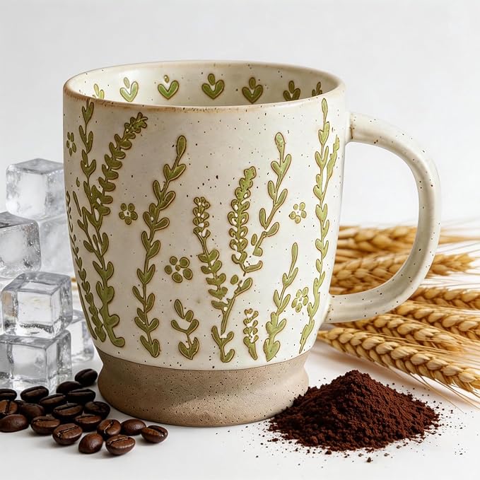 18oz Coffee Mug Gift for Women Mom Her - Rustic Handmade Coffee Cup | Microwave & dishwasher safe. Mug for latte, cocoa, tea, milk, milkshake. Home office essential. Great gift for mom or her