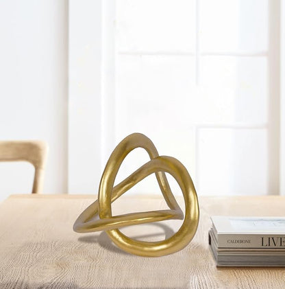 Modern Geometric Round Sculpture Gold Knot Statue Decor Tabletop Sculpture and Figurines Round Decorative Ornaments Knick Knacks Home Decor for Shelves Coffee Table Bookshelf Decoration Gifts