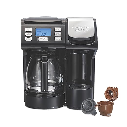 Hamilton Beach FlexBrew Trio 2-Way Drip & Single Serve Coffee Maker | Single Serve Coffee Maker & 12 Cup Coffee Maker | Compatible With K-Cups, Pods or Grounds | Fast Brewing | Black | 49902JN
