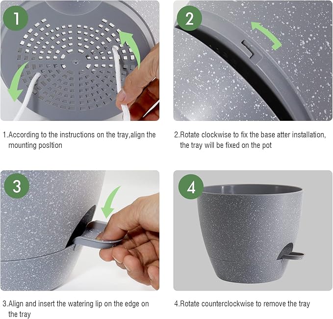 10 Inch Self Watering Hanging Pots, 2 Pack Hanging Planters with 40oZ Deep Reservior for Indoor Outdoor Plants Flowers, Grey