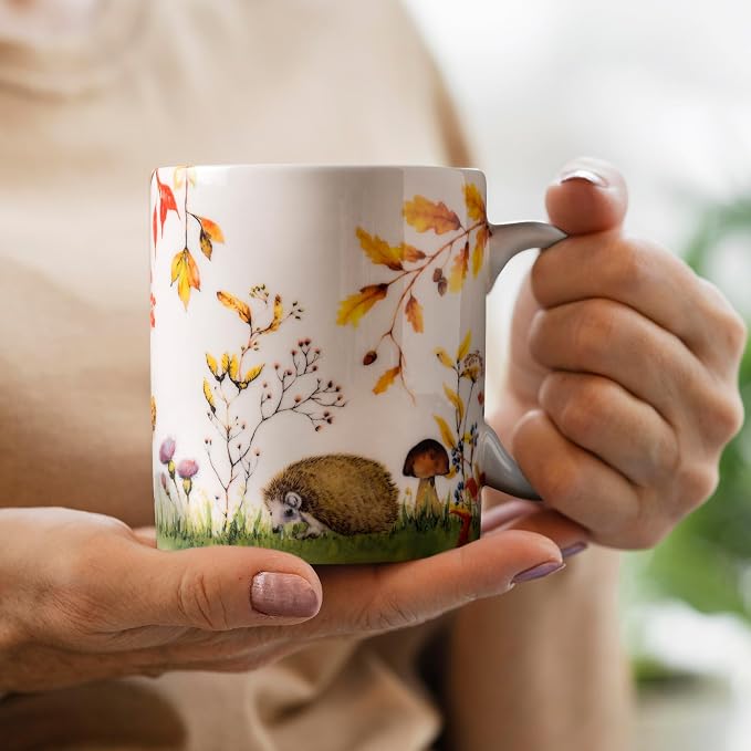 Maison d' Hermine Coffee Mug with Handles Tea Cups (12 Ounce, Pack of 1) | Fine Bone China Coffee Mugs for Hot Beverages Cappuccino Latte Home Restaurant Hotel Spring Summer -Sous-Bois - Sous-Bois