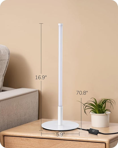 EDISHINE LED Table Lamp, Minimalist Desk Lamps for Home Office, White | Dimmable, 3 Color Temperature, Power Cord Touch Switch, Metal Finish, Ideal for Bedroom, Living Room