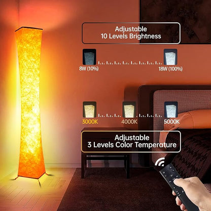 2 Pcs Floor Lamp, 61'' Smart RGB LED Corner Lamp with Music Sync and 16 Million DIY Colors, 3 Color Temperature, APP & Remote Control, Color Changing Standing Floor Lamp for Bedroom Living Room