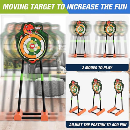 HYES 2 Pack Bow and Arrow with Moving Target for Kids, LED Light Up Archery Set with 24 Suction Cup Arrows, 6 Score Targets & 2 Quiver, Indoor Outdoor Sport Gifts for Boys Girls Ages 4-12
