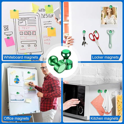 LOVIMAG Fridge Magnets 20Pcs, Magnet for Refrigerator Whiteboard, Green | Small Strong Neodymium Metal Cute Push Pin for Classroom, Kitchen, Accessories Decorative, Office, Calendar