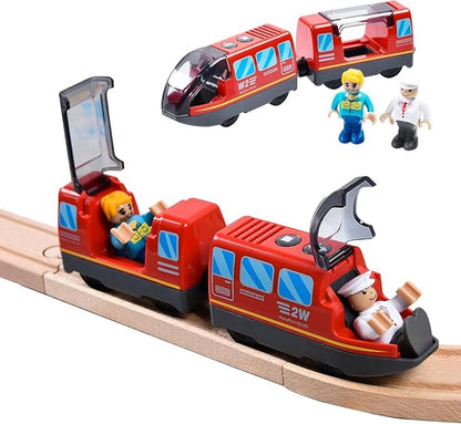 Giant bean Battery Operated Electric Locomotive Magnetic Train Set for Wooden Train Tracks, Powerful Engine Compatible with Most Brands, Christmas Toys for Kids 3+