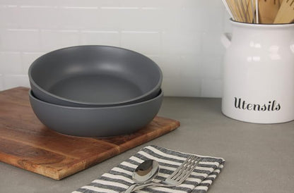 10 Strawberry Street Wazee Matte 9"/48oz Serving Bowl, Set of 2, Charcoal