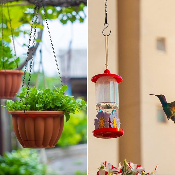 RIFNY Hanging Chains with Hooks, 10 Pieces 24 Inch Black Chain for Hanging Bird Feeders Planters Baskets Billboards Lanterns Wind Chimes Ornaments Outdoor/Indoor Use (24 inch 10pcs)