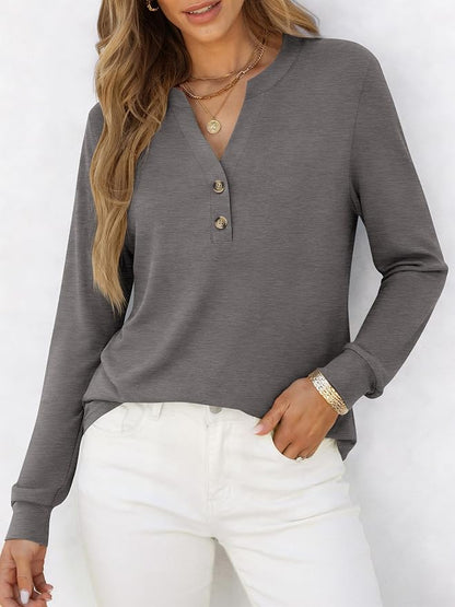 ANRABESS Women's Long Sleeve Shirts 2026 Spring Fashion Dressy Casual Tops Trendy Henley Blouses Cute Work Outfits Clothes
