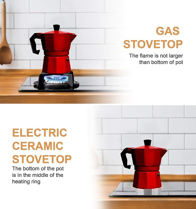 Mixpresso 3 Cup Moka Pot Stovetop Espresso Maker, Italian Cuban Coffee Pot | 5oz aluminum Italian coffee maker for gas and electric stovetops, small design for traditional espresso-style coffee at home