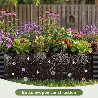 COMHOMA Galvanized Raised Garden Bed,Large Metal Planter Box for Outdoor Vegetables,Corrugated Steel Herbed Plants Container,Extra Deep Gardeners Kits with Open Bottom (1, 6x3x2FT)